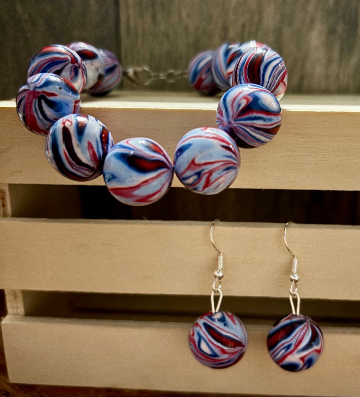 Star-Spangled Swirl Bracelet and Earring Set