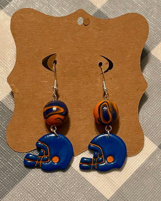 Blue and Orange Football Earrings