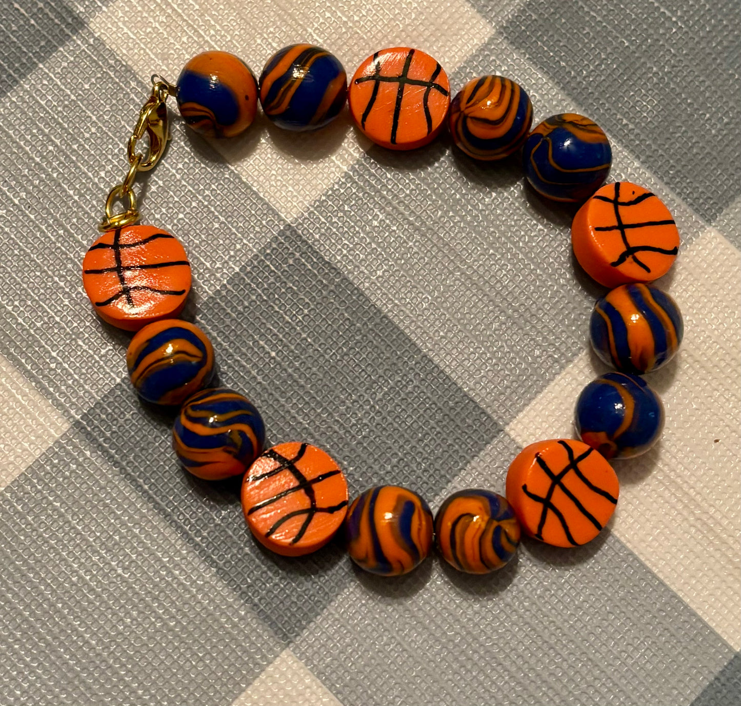 Orange and Blue Basketball Bracelet